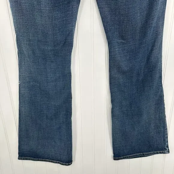 American Eagle Jeans Womens 12 Kick Boot Blue Denim Distress Grunge Western EUC - Picture 6 of 13